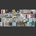 Colorful Cartoon Room Diorama With Multiple Furnished Spaces And Decorative Elements