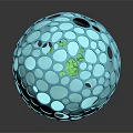 Decorative Blue Sphere With Circular Holes On Surface And Reflective Finish 3d model
