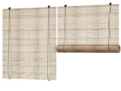 Natural Bamboo Window Blinds With Roll Up Design For Home Decor 3d model
