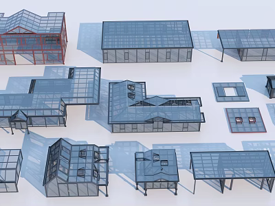 Various Architectural Sunroom Design Models With Different Shapes Structures And Layouts 3d model