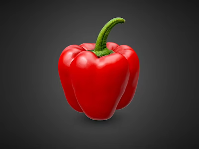 Vibrant Fresh Red Bell Pepper With Green Stem On Dark Background 3d model