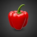 Vibrant Fresh Red Bell Pepper With Green Stem On Dark Background