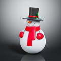 Christmas Snowman Figurine Decoration on Home Furniture with Red Accents