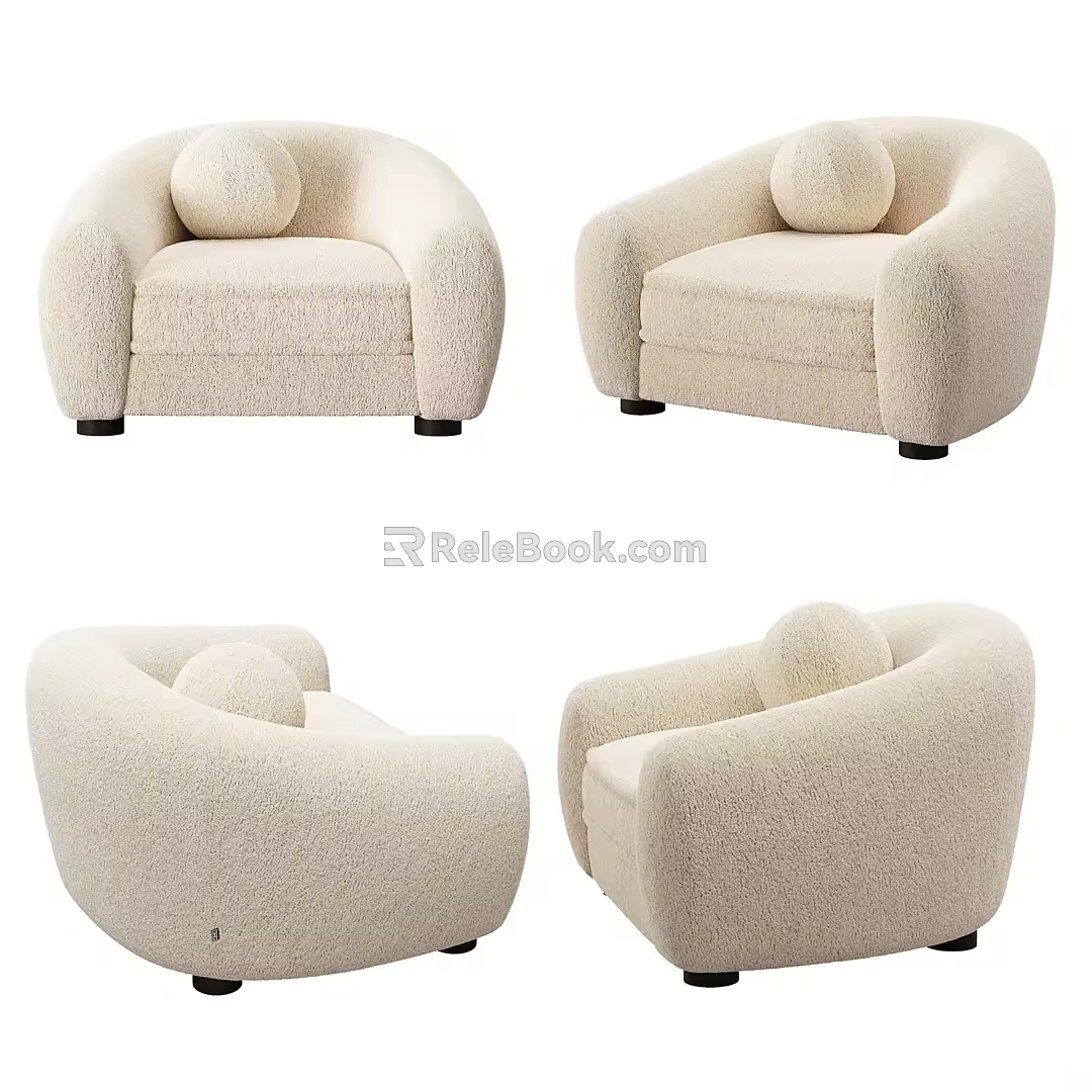 Quiet single sofa single chair 3d model