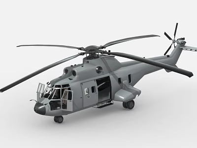 Detailed Military Helicopter 3D Model With Main Rotors Cabin And Landing Gear 3d model