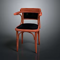 Elegant Classic Wooden Chair With Curved Armrests And Black Cushion Design