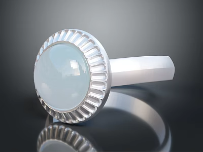 Elegant Silver Ring With Light Blue Gemstone And Radiant Decorative Design 3d model