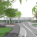Park Landscape Design with Winding Paths Lush Greenery Water Ponds and Seating Areas