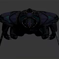 Dark Blue Sci Fi Mech Warrior Character With Yellow Accents And Arm Blades