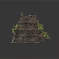 Ancient Multi tiered Stone Pyramid Structure Surrounded By Small Trees On White Background 3d model