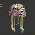 Mechanical Creature With Dome Shaped Head Checkered Pattern Red Core Metallic Structure And Chain Tentacles 3d model