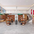 Wooden Tobacco and Liquor Store Interior with Wines Beverages Shelves Tables Seating and Decorative Painting