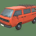 Vintage Orange Van Design With Roof Rack And Retro Window Decals