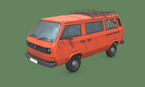 Volkswagen T3 bus four-wheel drive version 3d model