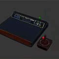 Retro Video Game Console With Wooden Panel Base And Joystick Controller
