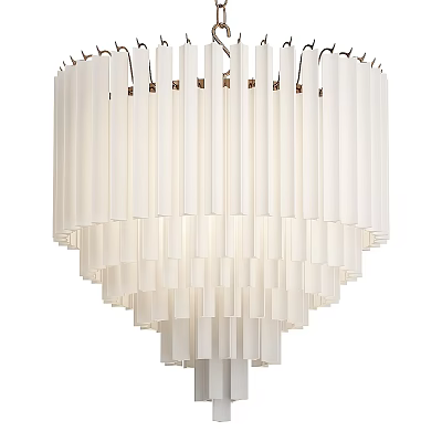 Modern White Chandelier With Multi Layered Vertical Strips And Elegant Design 3d model