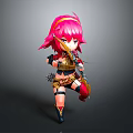 3D Anime Style Game Character With Pink Hair Combat Outfit And Thigh Straps