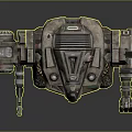 Metallic Armored Biomechanical Warrior With Mechanical Arms Red Green Details And Multiple Joints