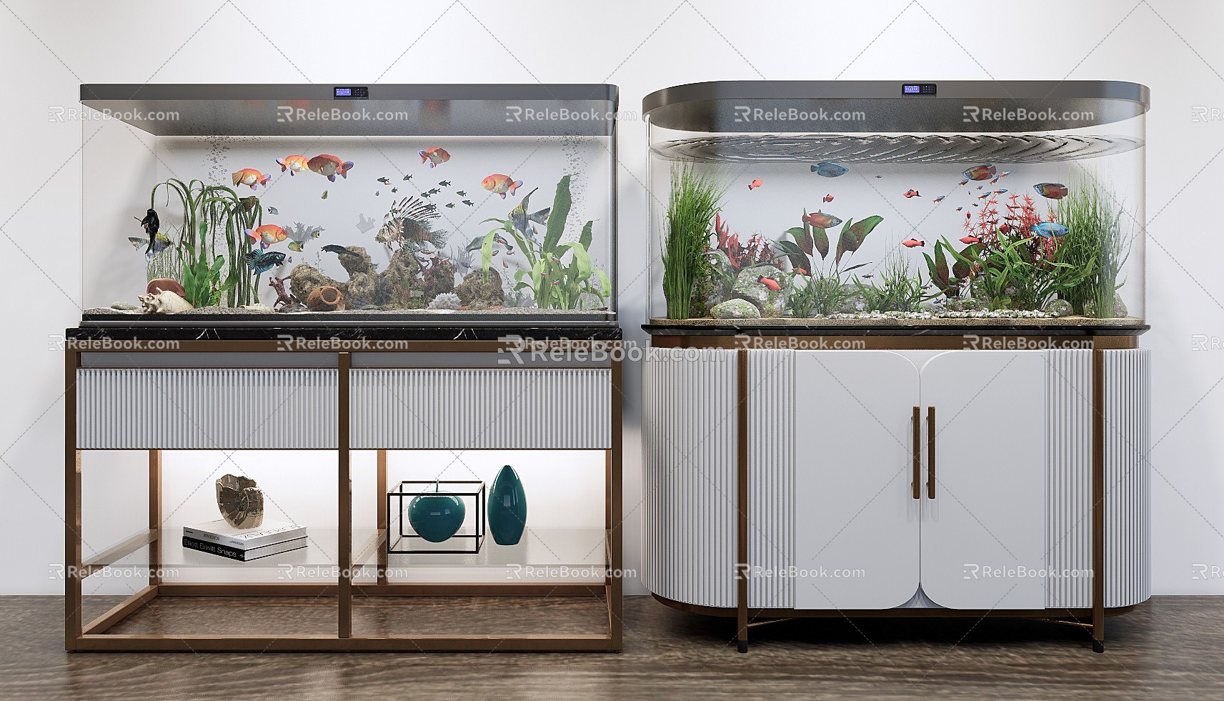 Light Luxury Fish Tank Fish Tank Combination 3d model