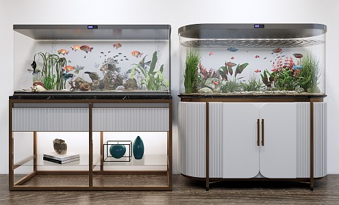 Light Luxury Fish Tank Fish Tank Combination 3d model