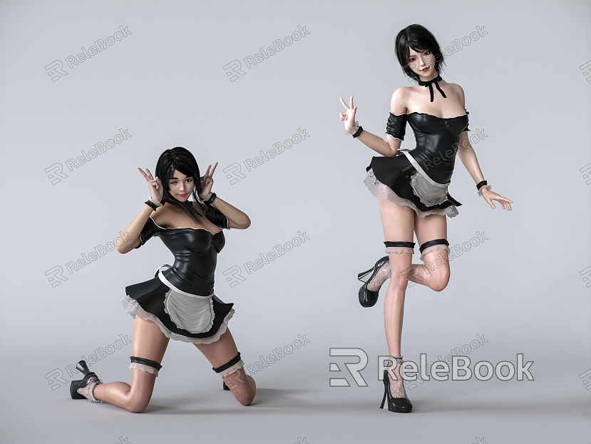 Modern woman sexy beauty maid costume figure female model