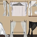 Different Designs of Hanging And Framed Bed Canopy in White And Black Sheer Fabric