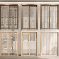 Different Design Sliding Doors With Wooden Frames And Glass Panels For Interior 3d model