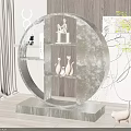 Modern Circular Room Divider With Shelves And Decorative Items In Interior Space