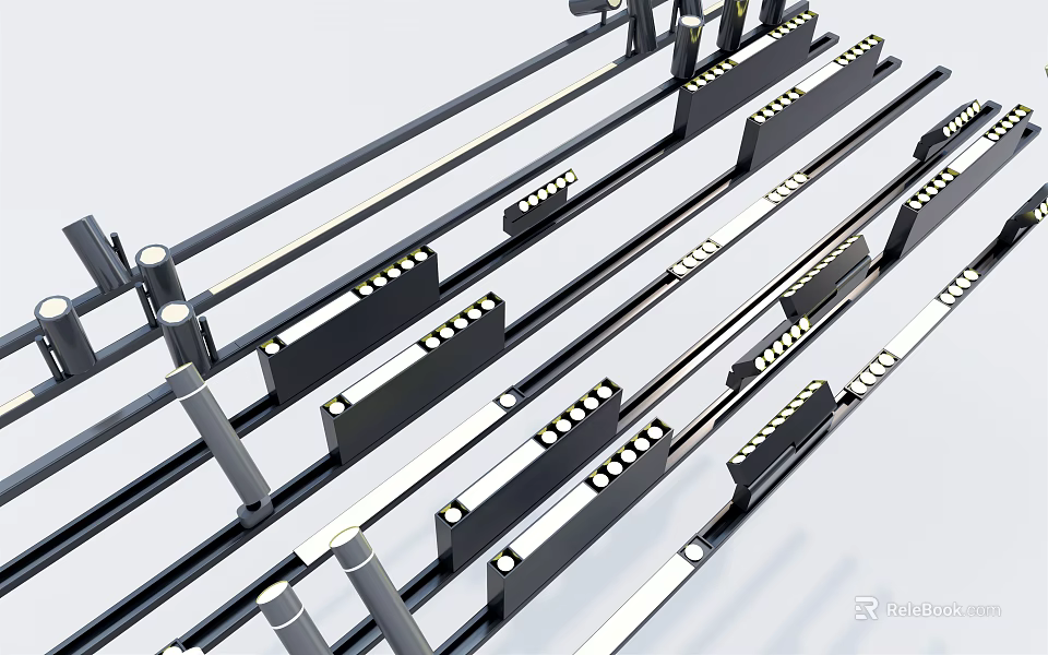 Elegant Modern Downlights and Spotlights With Metal Frame For Ceiling Installation 3d model