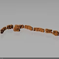 Orange Wooden Stone Blocks Arranged in Curved Shape as Decorative Elements 3d model