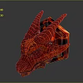 Red Dragon Head with Fiery Lava and Glowing Horns in Dark Background