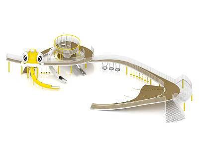 Fun Colorful Modern Playground Equipment With Slide Swings And Circular Structure 3d model