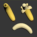 Fresh Yellow Bananas With Whole Peeled Fruit And Banana Peel On Shiny Surface