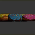 Vibrant Colorful Donuts With Dripping Frosting And Sprinkles On Black Surface