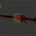 Red Gleaming Mechanical Weapon With Sharp Blade And Tactical Handle 3d model