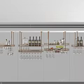 Modern White Wine Cabinet Design With Metal Racks Wine Glass Holders And Bottles