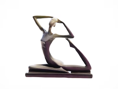 Abstract Female Figure Sculpture With Curved Body And Raised Arms For Home Decor 3d model