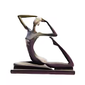 Abstract Female Figure Sculpture With Curved Body And Raised Arms For Home Decor