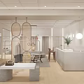 Modern Clothing Store Interior With Clothing Racks Mannequins Sofa And Green Plants