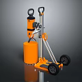 Orange Cylinder Hydraulic Jack With Wheel Cart And Metal Handle