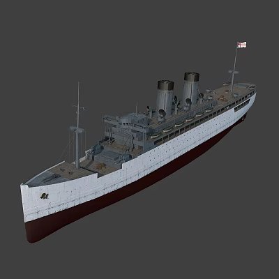 Ocean Liner With Two Funnels And White Dark Red Hull 3d model Ocean Liner With Two Funnels And White Dark Red Hull 3d model