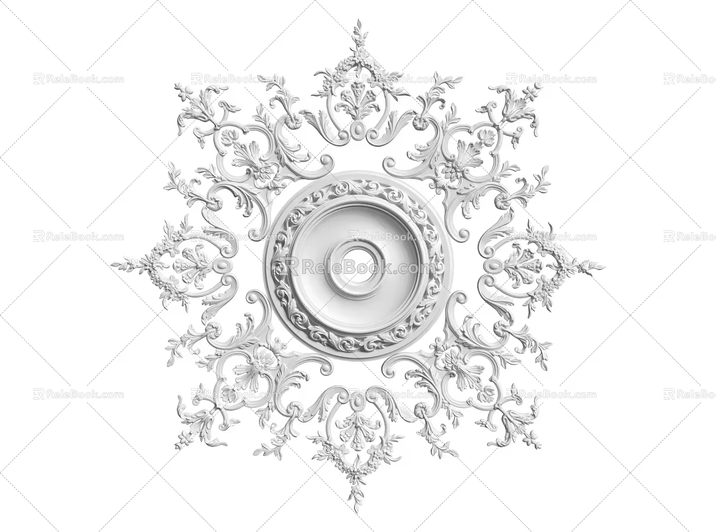 European-style lamp panel gypsum component carved 3d model
