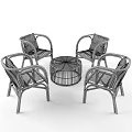 Rattan Outdoor Table With Matching Chairs And Decorative Cushions For Patio Use