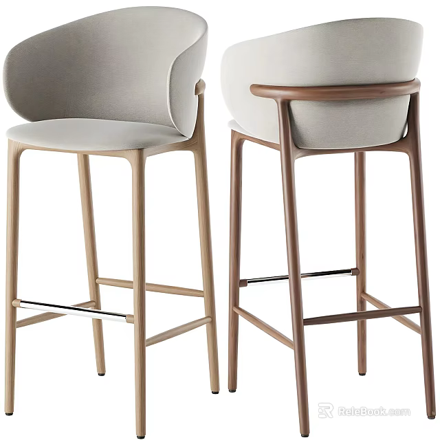 Modern Leisure Chairs With Wooden Frame High Back Different Wood Tones And Light Padded Seat 3d model 