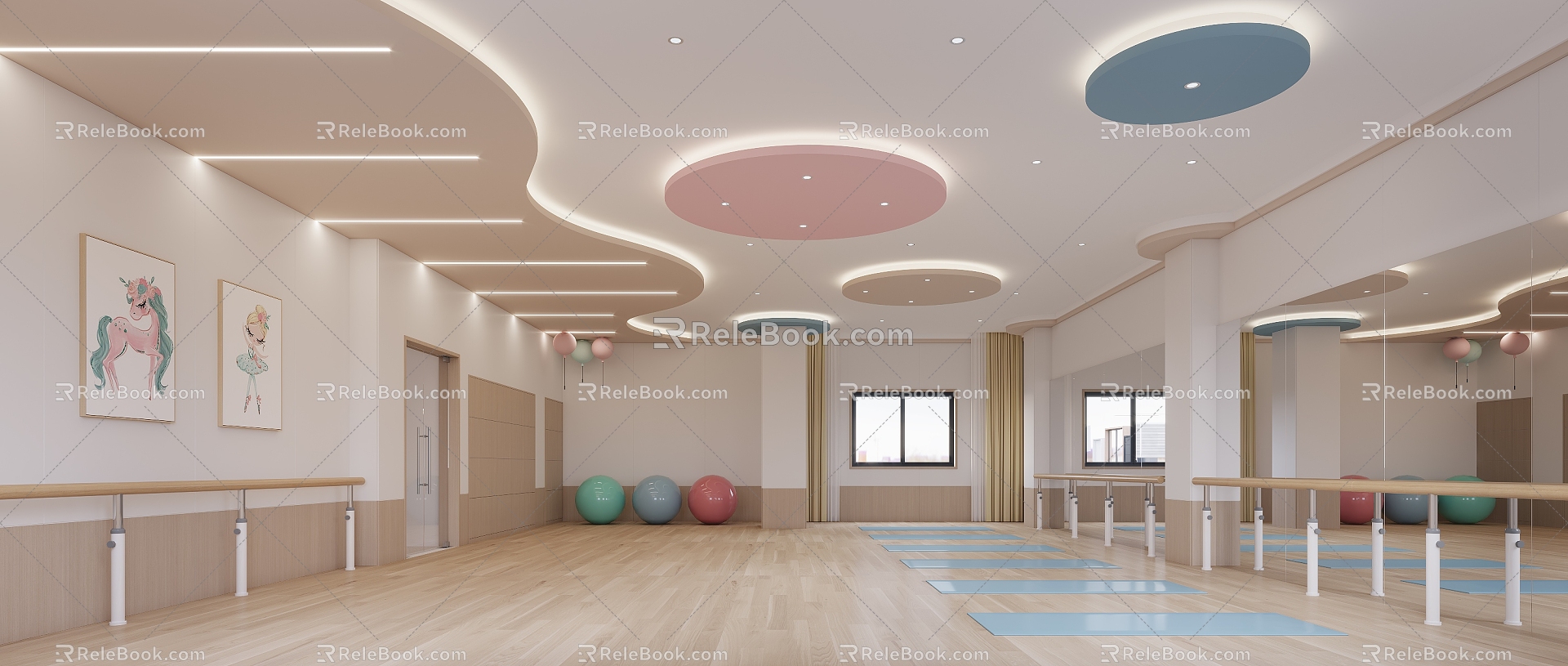 Modern Dance Room Dance Classroom 3d model