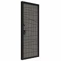 Modern Wooden Door Design With Black Frame Lock Handle And Wood Grain Texture