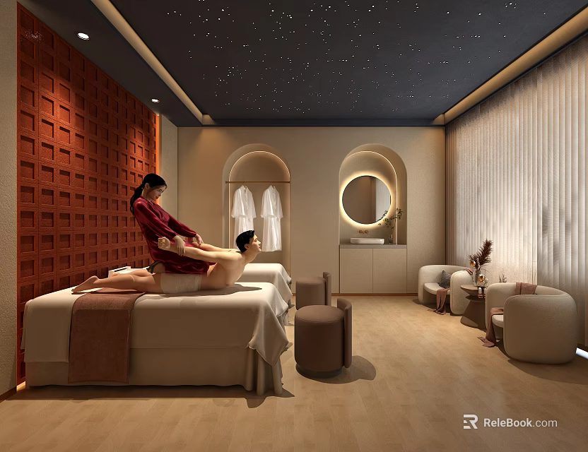 Luxury Beauty Salon With Professional Treatment And Relaxing Spa Environment Featuring Comfortable Beds 3d model 