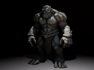 Large Stone Man Mighty Stone Grotesque Stone Head Fantasy Creature Game Monster Game Figure Mountain Top Giant Stone Giant 3d model