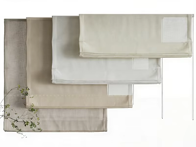 Elegant Roman Blinds In Natural Tones For Modern Home Window Decor 3d model