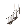 Elegant Spiral Staircase Design With Metal Railings And Wooden Steps